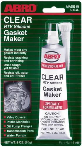 13ab Abro Rtv Silicone Sealant And Gasket Maker Up To 500 3 Oz Clear - 1 Pack