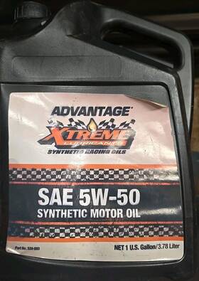 538-003 Advantage Extreme Lubricants Synthetic Racing Oil 5w-50 Five 1 Gallon Jugs