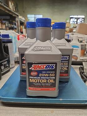 Amsoil 097012014019 20w-50 Premium Protection 100% Synthetic Motor Oil- High Zinc- Lot Of 5qt