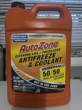 Axa053 Autozone Antifreeze And Coolant Universal 1 Gallon 50/50 Mixes With Any Color New