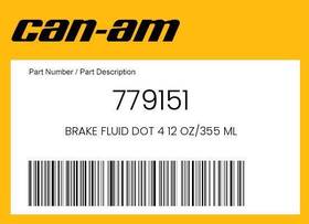 779151 Can-am Genuine Brake Fluid Dot 4 12 Oz/355 Ml - 779151 Can-am Genuine Brake Fluid Dot 4 12 Oz/355 Ml -
