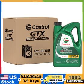 5w-30 Castrol 03102c-3pk Gtx High Mileage Motor Oil 5 Quart X3 Synthetic Blend For Older Cars
