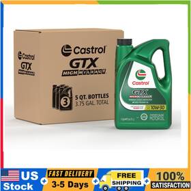 Castrol 03110c-3pk Gtx High Mileage 10w-30 Motor Oil 5 Quart X3 Synthetic Blend For Older Cars