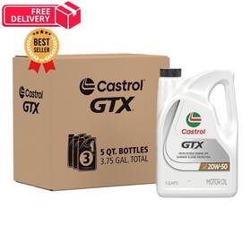 Castrol 079191030950 Gtx 20w-50 Conventional Motor Oil 5 Quarts Pack Of 3 Amber