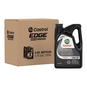 0w-20 Castrol 079191212776 5 Quart Pack Of 3 Edge High Mileage Advanced Full Synthetic Motor
