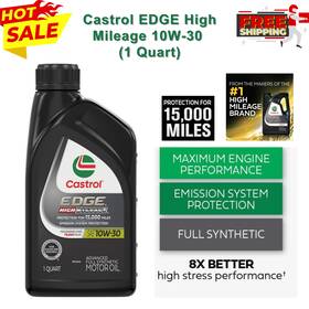 15979b Castrol Edge High Mileage 10w-30 Full Synthetic Motor Oil Maximum Engine 1 Quart