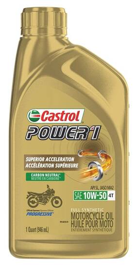 15d2c1 Castrol 10w-50 Power 1 Synthetic Motorcycle Engine Oil Quart