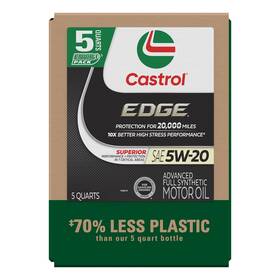 15e6cc Castrol Edge 5w-20 Advanced Full Synthetic Motor 5 Quarts Eco Pack Amber