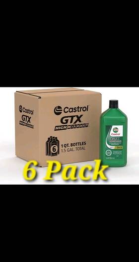 1608ca Castrol Gtx High Mileage 10w-30 Synthetic Blend Motor Oil 6 Pack Free Ship