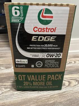 160f1a Castrol Edge Full Synthetic 0w-20 Motor Oil 6 Quart