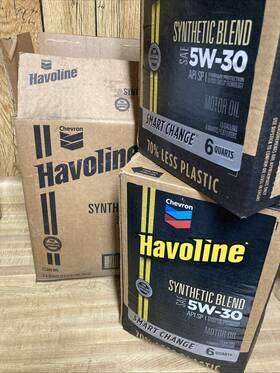 Chevron 076568791186 2 Pack 6 Quarts Havoline 5w-30 Synthetic Blend Motor Oil New