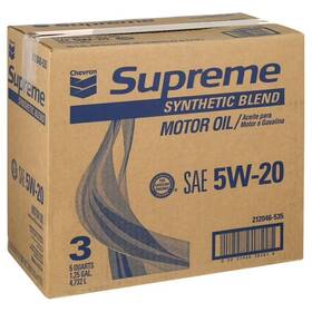 212046535 Chevron Supreme Synthetic Blend Motor Oil 5w-20 5 Quart Case 3 Pack