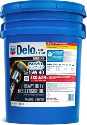 Chevron 257004465 Delo 222290465 400 Xle Synthetic Blend 15w-40 Motor Oil - 5 Gallon Pail