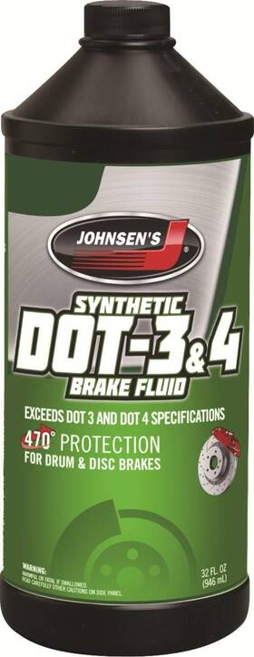 Johnsens 039101050324 Synthetic Dot 3 4 Brake Fluid 32 Oz Heavy Duty For Cars Trucks High Performance