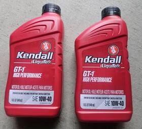 Kendall 2100296-08 Motor Oil 10w40 Synthetic Blend 2 Quarts Liquitek Gt-1 High Performance