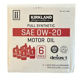 Kirkland 1448207 Signature Full Synthetic Ow-20 Motor Oil 1 Quart - 6 Pack