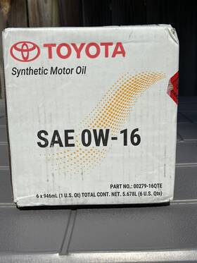 00279-16qte-01t Lexus/toyota Synthetic Moto Oil 0w-16 6 Qts In A Case Genuine