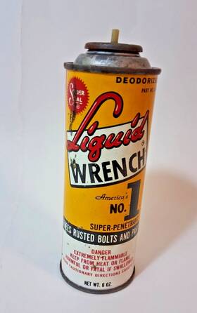 Liquid Wrench L1-06 Vintage Tin Spray Can Solder Seal 6 Oz 70s 80s Prop Art