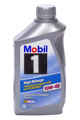 103536-1 Mobil 1 Motor Oil - High Mileage 10w40 Synthetic Quart Each