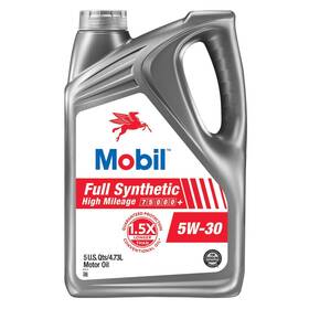 125204-1 Mobil 1 Full Synthetic High Mileage Motor Oil 5w-30 5 Quart