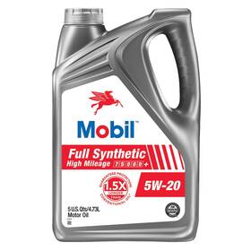 125205-1 Mobil 1 Full Synthetic High Mileage Motor Oil 5w-20 5 Quart