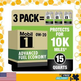 128065-3 Mobil 1 Advanced Fuel Economy Full Synthetic Motor Oil 0w-20 5 Quart 3 Pack