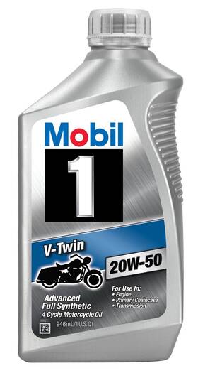 Mob1-vt20 Mobil Mob1-vt20/50ft 1 V-twin 20w-50 Synthetic Motorcycle Oil - Quart Pack Of 6