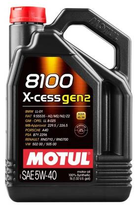 Mtl110905 Motul Usa 8100 X-cess Gen2 5w-40 5 Liter Bottle