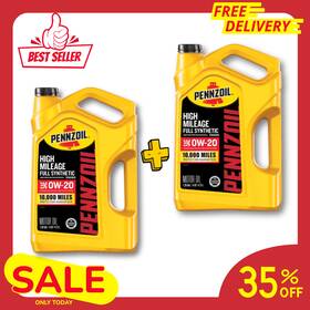 Pennzoil 56922419869 2 Pack High Mileage Full Synthetic 0w-20 Motor Oil 5 Quart