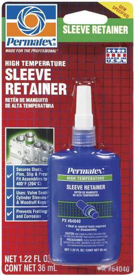 64040 Permatex Thread Locker - High Temperature Sleeve Retainer 36 Ml Bottle Each