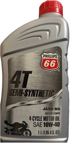 Phillips 66 1077778-00 3 Quarts . Motorcycle Oil. 4t Semi-syn. 10w40