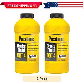 Prestone As800y Dot 4 Brake Fluid - 12 Fl Oz- Synthetic High Grade 50 000 Mile 2 Pk