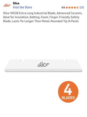 Slice 10538 Extra Long Industrial Blade Lasts 11x Longer Than Metal Tip 4 Pack