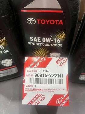 0w-16 Toyota 001159111368 Synthetic Motor Oil Sae Fit Toyota/lexus Genuine 5 Qts With Filter Set
