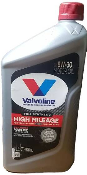 539362 Valvoline Full Synthetic High Mileage Engine Oil 5w-30 1 Quart Pack