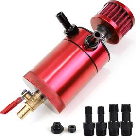 Occ002-r Wenjtp M2/occ002-r Oil Catch Can Kit With 4 Adapters Breather Filter Drain Valve Plug 2 Red
