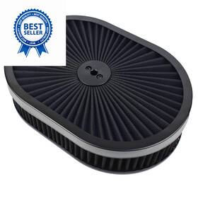 Yuchenshlp Sx-20061-bk 12 Inch X 2 Black Oval Super Flow Thru Air Cleaner 5-1/8 Carb Neck