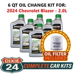 Fits: 2024 Chevrolet Blazer 2.0L 6,000 Mile Synthetic Oil & Filter Kit (0W-20). Fixed Price $76.95.