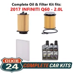 2017 Infiniti Q60 2.0L Complete Oil, Air & Cabin Filter Kit (0W-40). Fixed Price $147.95.
