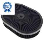 12" X Black Oval Super Flow Thru Air Cleaner 5-1/8 Carb Neck. Fixed Price $56.04.