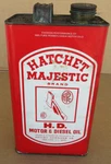 Rare Vintage Hatchet Majestic Motor Oil Can 1 Empiral Gallon Gas Station B. Fixed Price $272.30.