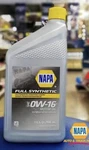 Napa Full Synthetic Sae 0W-16 Motor Oil 4 Quarts. Fixed Price $25.00.