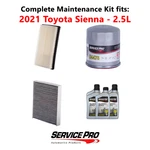 2021 Toyota Sienna 2.5L Complete Air, Oil & Cabin Filter Kit (0W-16). Fixed Price $90.95.