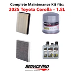 2025 Toyota Corolla 1.8L Complete Air, Oil & Cabin Filter Kit (0W-16). Fixed Price $93.95.