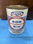 Pacer Eon E-11 Synthetic Motor Fluid Quart Oil Can New Old Stock. Fixed Price $30.00.