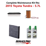 2015 Toyota Tundra 5.7L Complete Oil, Air & Cabin Filter Kit (0W-20). Fixed Price $126.95.