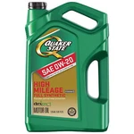 Quaker State Full Synthetic Dexos High Mileage 0W-20 Motor Oil 5 Quart. Fixed Price $32.50.