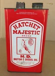 Rare Vintage Hatchet Majestic Motor Oil Can 1 Empiral Gallon Gas Station. Fixed Price $272.30.