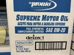 Pronto Sae 0W20 Full Synthetic Motor Dexos 1 Oil - 6 Quarts. Fixed Price $45.00.
