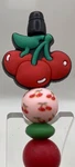 Beaded Pen,so Cute,red Cherries On Printed Cherry And Green,red Beads. Fixed Price $6.00.
